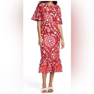 RHODE x Target Women's Zinnia Floral Print Bell Sleeve Midi Linen Dress Size 12